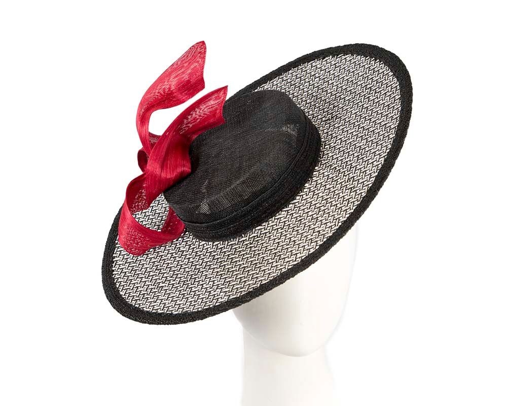 Exclusive black, white & red boater hat by Beleivera - Hats From OZ