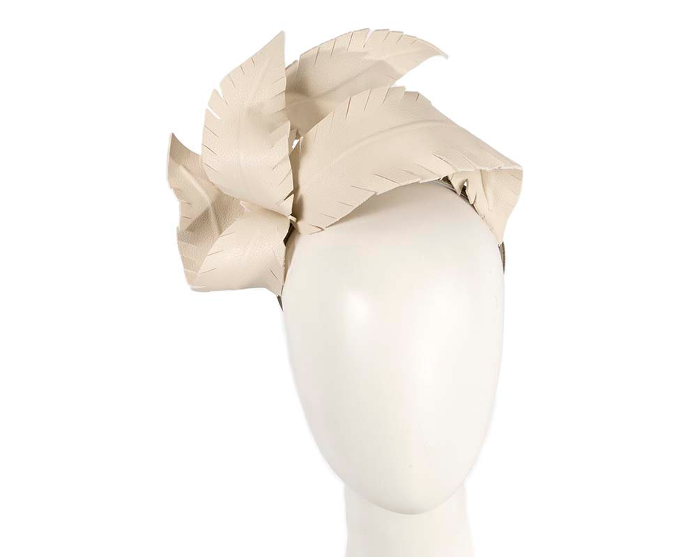 Bespoke cream leather fascinator by BELEIVERA - Hats From OZ