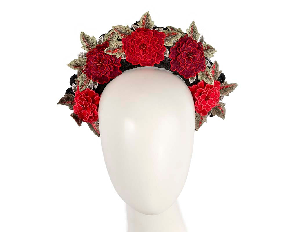 Exclusive large red flowers crown headband - Hats From OZ