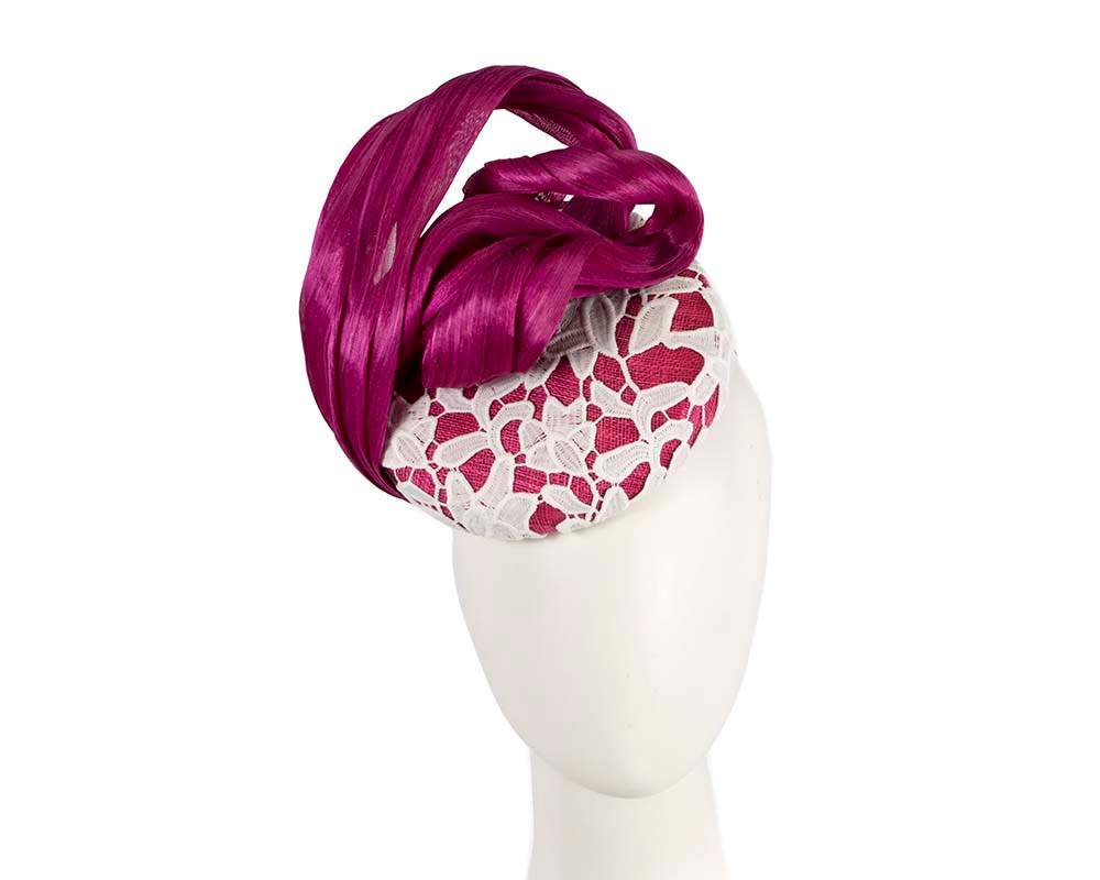 Magenta & white lace pillbox fascinator by BELEIVERA - Hats From OZ