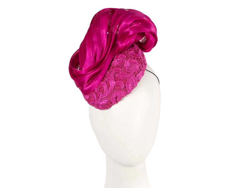 Fuchsia lace pillbox fascinator by Cupids Millinery - Hats From OZ