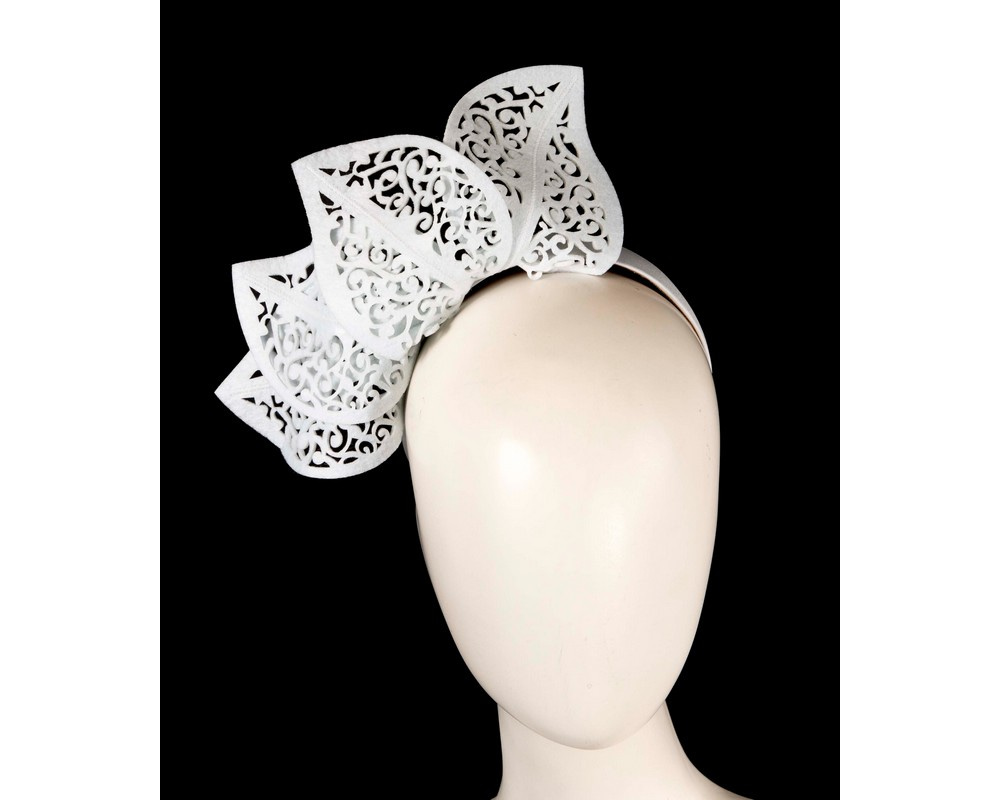 Modern white racing fascinator by Max Alexander - Hats From OZ