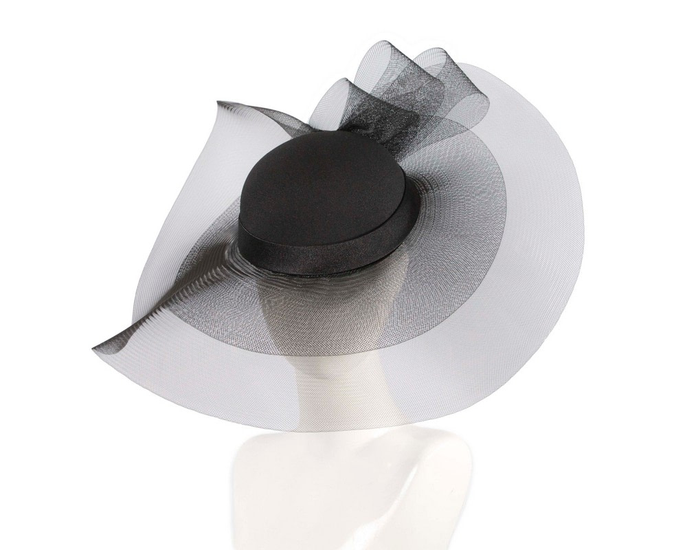 Black large brim custom made ladies hat - Hats From OZ