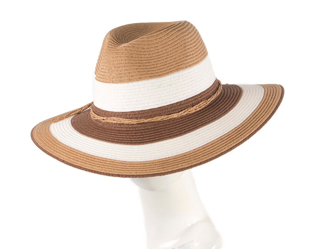 Three Tone Brown Braided Fedora Hat - Hats From OZ