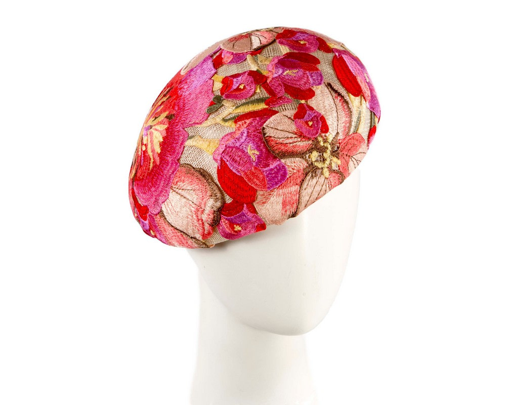 Floral Embroidered Beret by Cupids Millinery - Hats From OZ