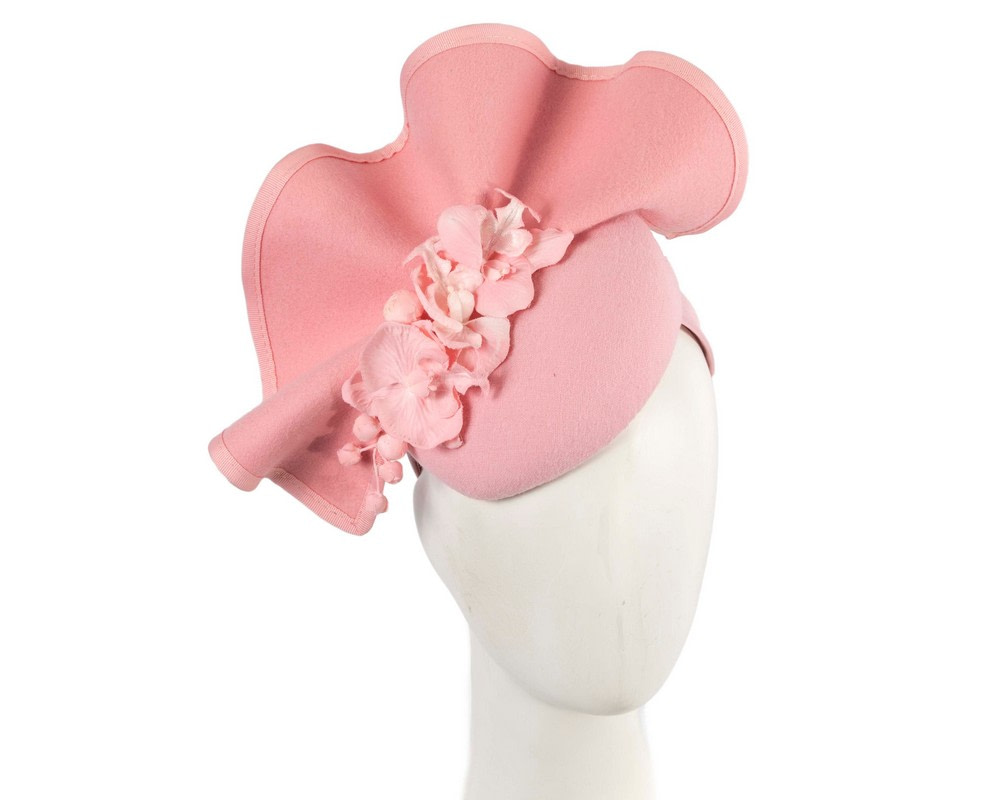 Pink winter pillbox fascinator with flowers by Fillies Collection - Hats From OZ