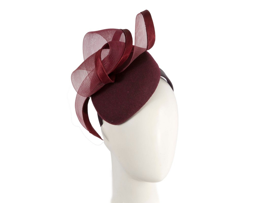 Elegant Wine-Colored Pillbox Fascinator - Fillies Collection - Hats From OZ