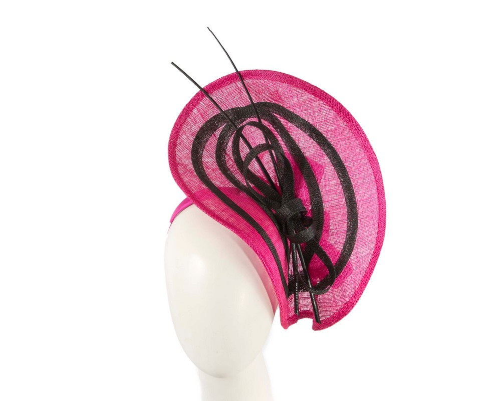 Large fuchsia & black sinamay fascinator by Max Alexander - Hats From OZ