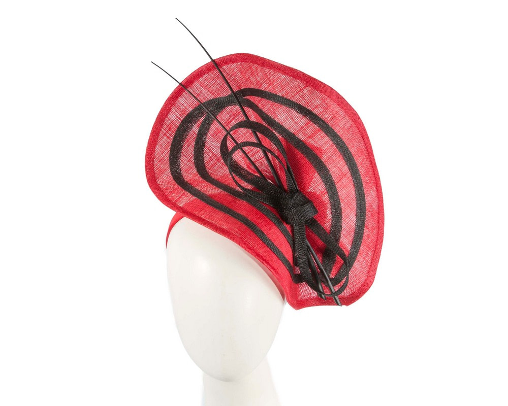 Large red & black sinamay fascinator by Max Alexander - Hats From OZ