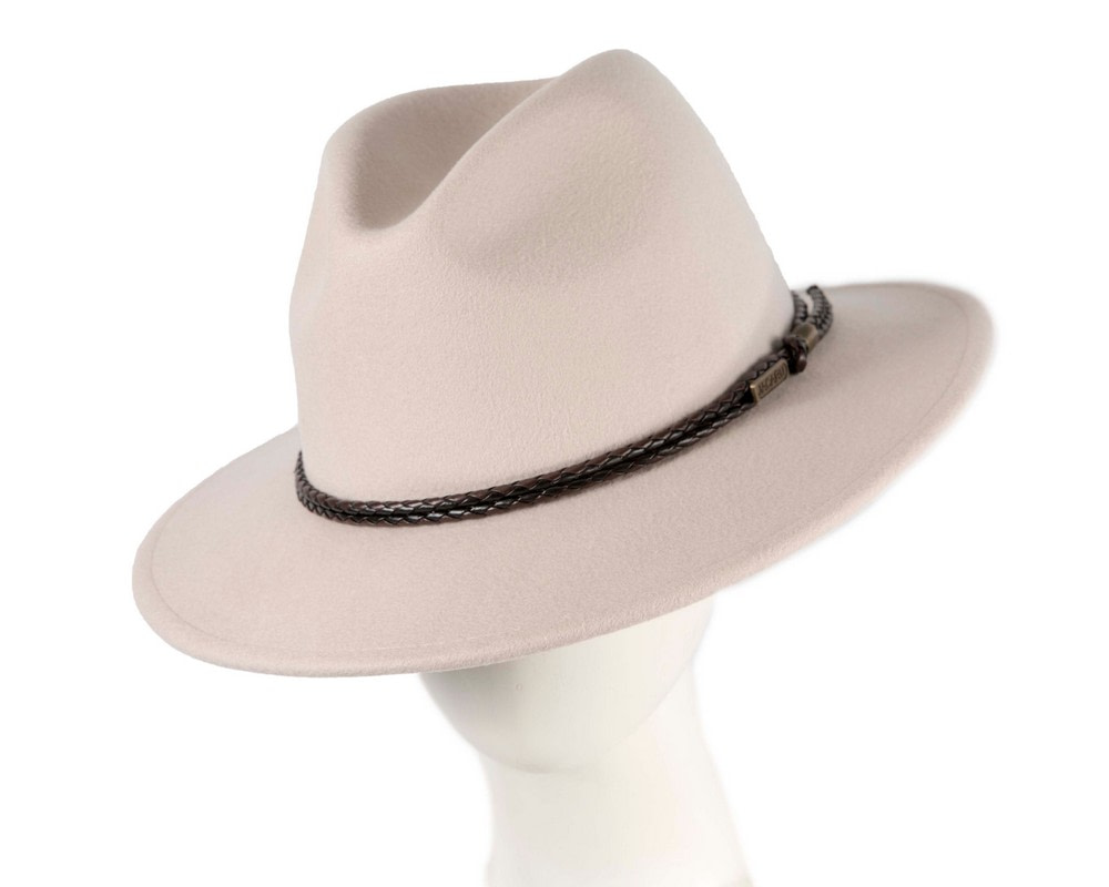 Unisex Cream Fedora Felt Wide Brim Crushable Hat - Hats From OZ