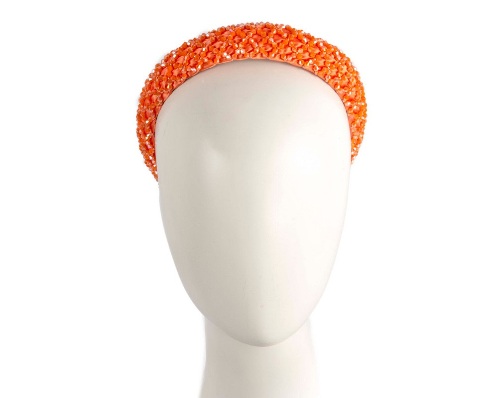 Beaded orange fascinator headband by Cupids Millinery - Hats From OZ