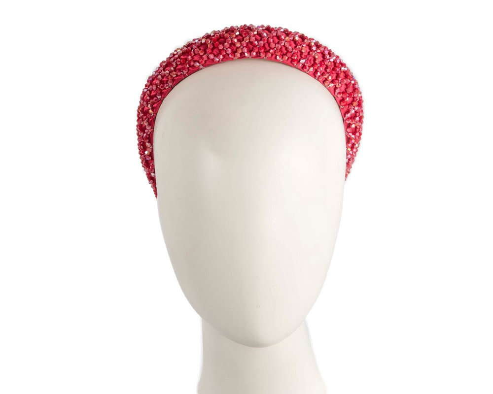 Beaded red fascinator headband by Cupids Millinery - Hats From OZ