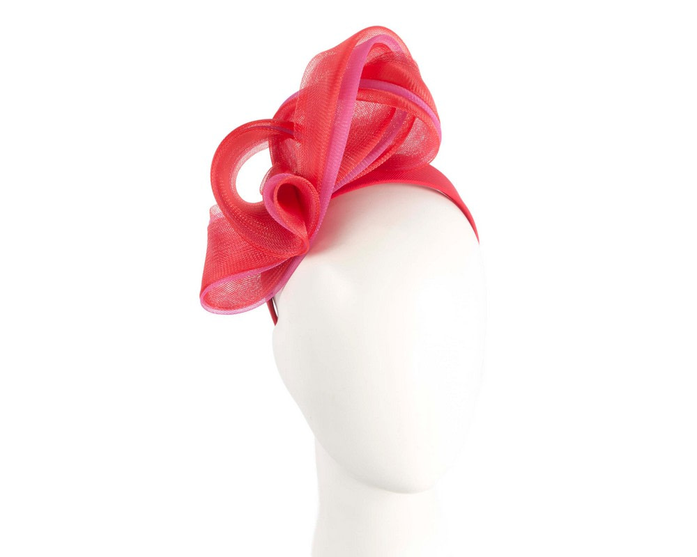Red & fuchsia crinoline bow fascinator by Fillies Collection - Hats From OZ