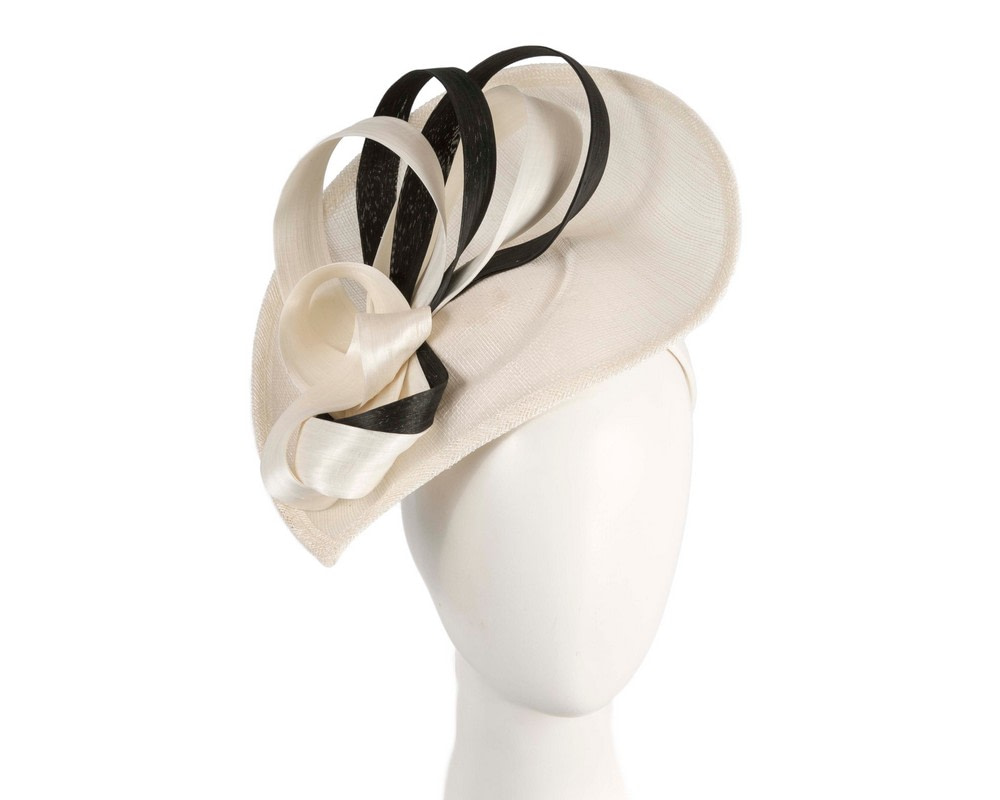 Large cream & black sinamay fascinator by Max Alexander - Hats From OZ