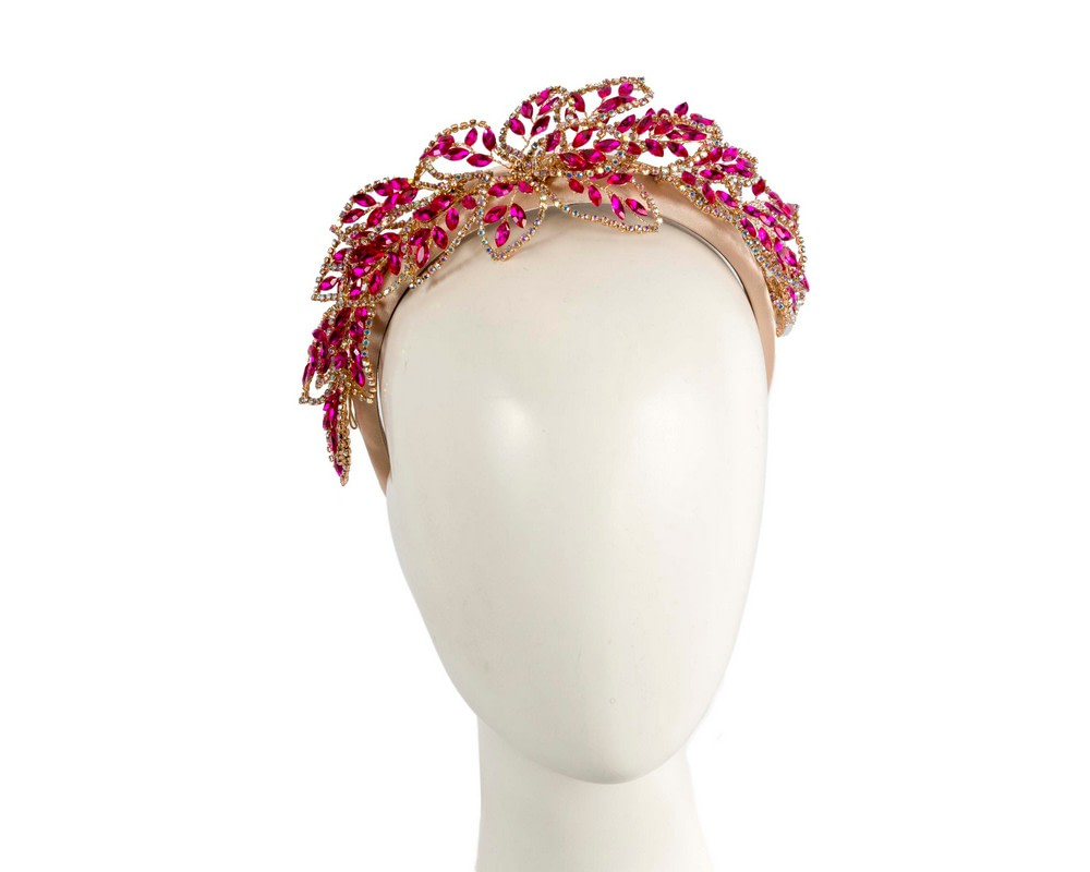 Fuchsia & Gold fascinator headband by Cupids Millinery - Hats From OZ
