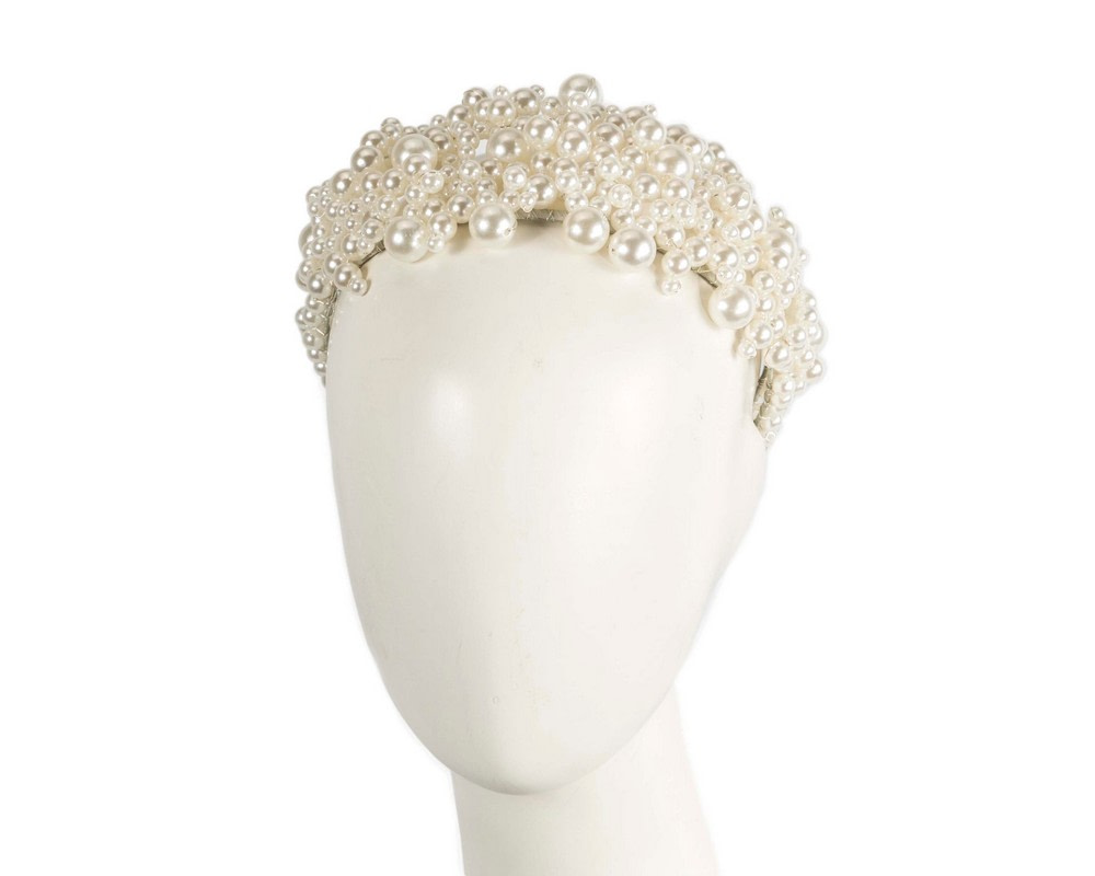 Wide cream pearl fascinator headband - Hats From OZ