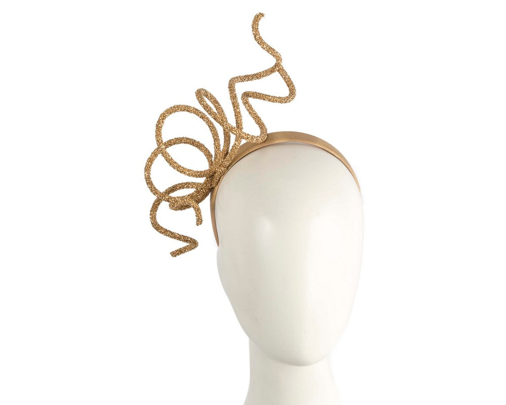 Bespoke sculptured gold fascinator by Cupids Millinery - Hats From OZ