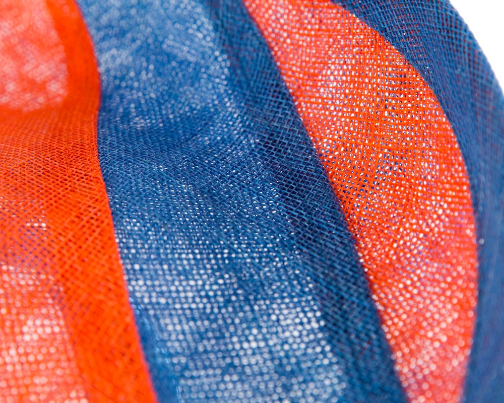 Unique Blue & Orange stripy fascinator by Max Alexander - Hats From OZ Unique Blue & Orange stripy fascinator by Max Alexander - Image 3