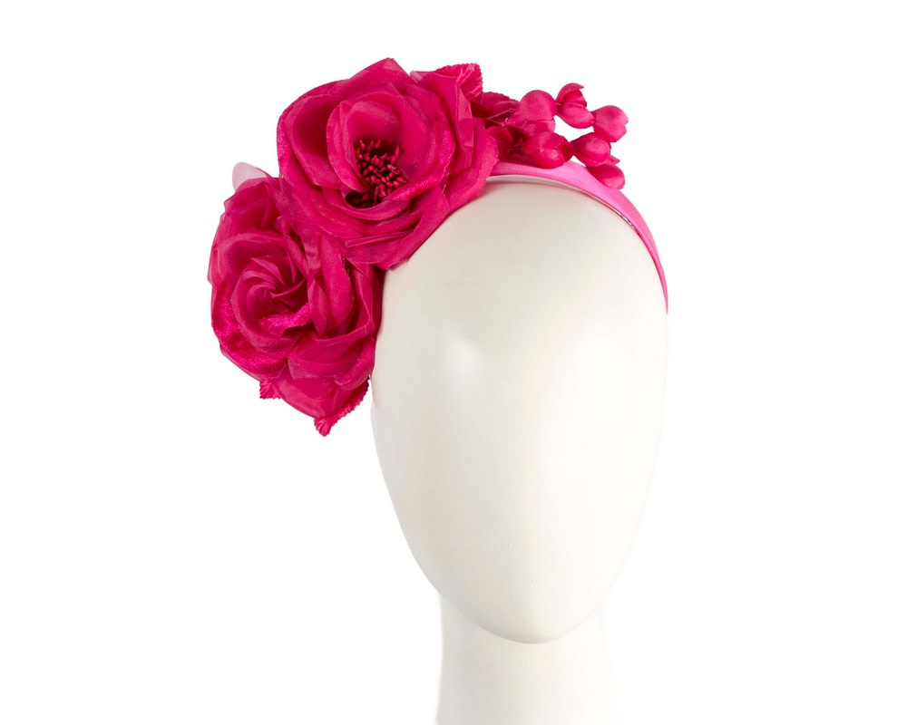 Large fuchsia flower fascinator headband by Max Alexander - Hats From OZ