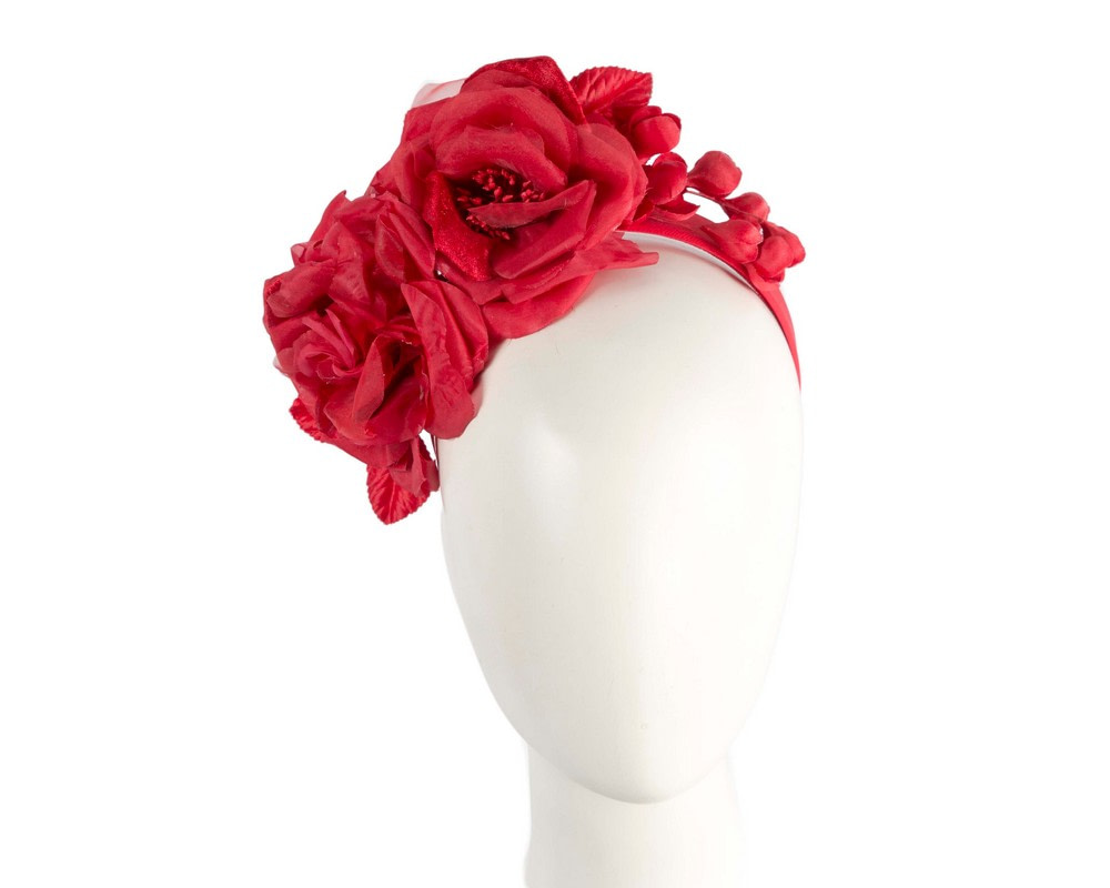 Large red flower fascinator headband by Max Alexander - Hats From OZ