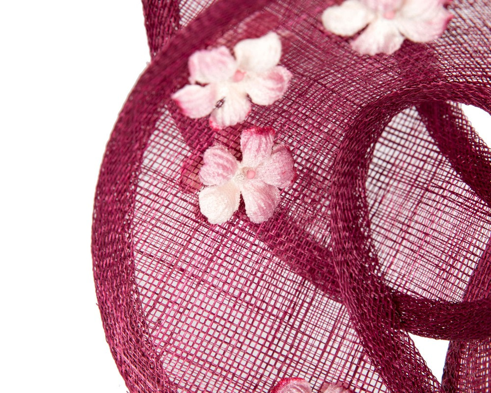 Exquisite wine-colored sinamay fascinator by Max Alexander - Hats From OZ Exquisite wine-colored sinamay fascinator by Max Alexander - Image 3
