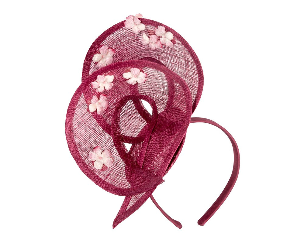 Exquisite wine-colored sinamay fascinator by Max Alexander - Hats From OZ Exquisite wine-colored sinamay fascinator by Max Alexander - Image 2