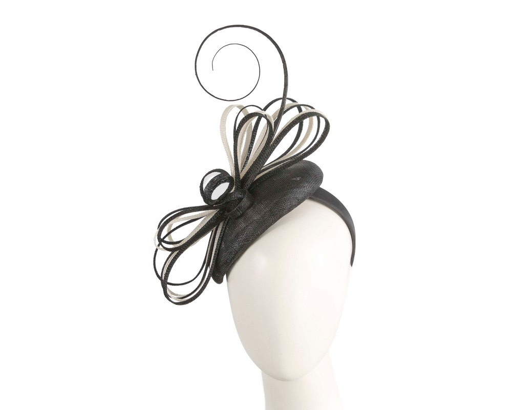 Black & Cream sinamay pillbox fascinator by Max Alexander - Hats From OZ