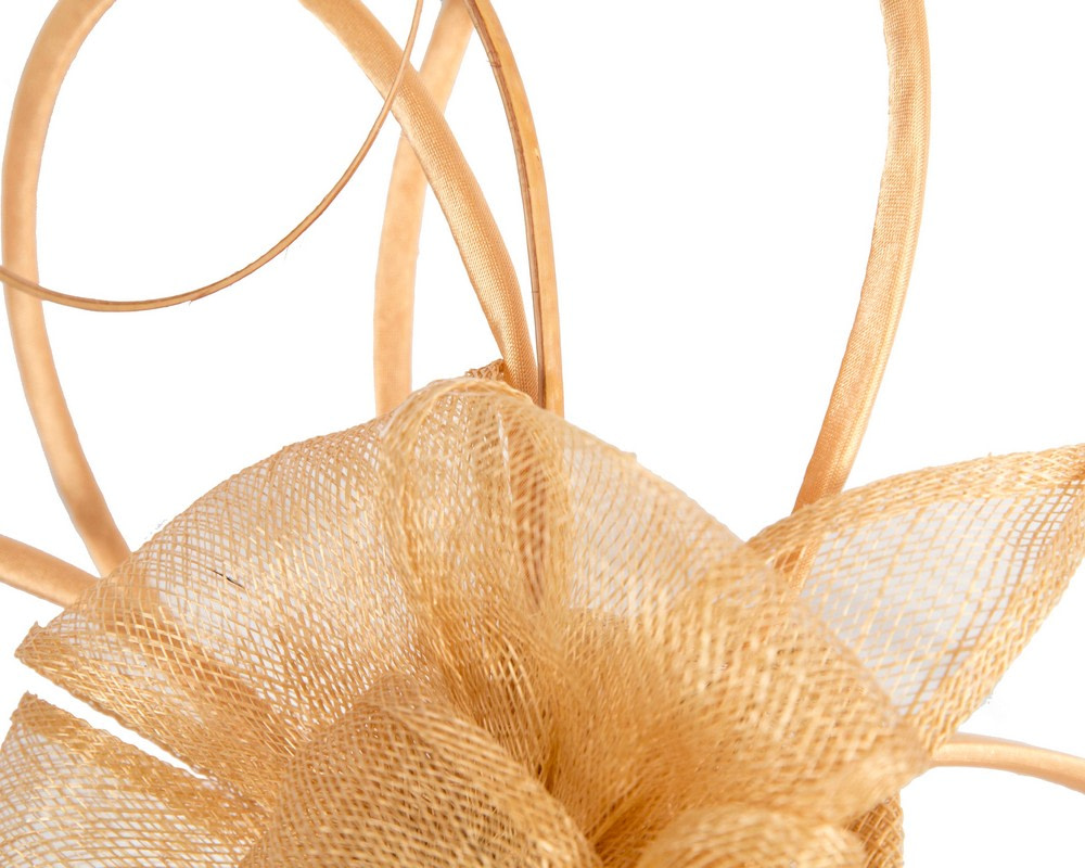 Unique gold sinamay fascinator by Max Alexander - Hats From OZ Unique gold sinamay fascinator by Max Alexander - Image 3