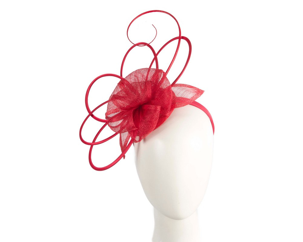 Unique red sinamay fascinator by Max Alexander - Hats From OZ