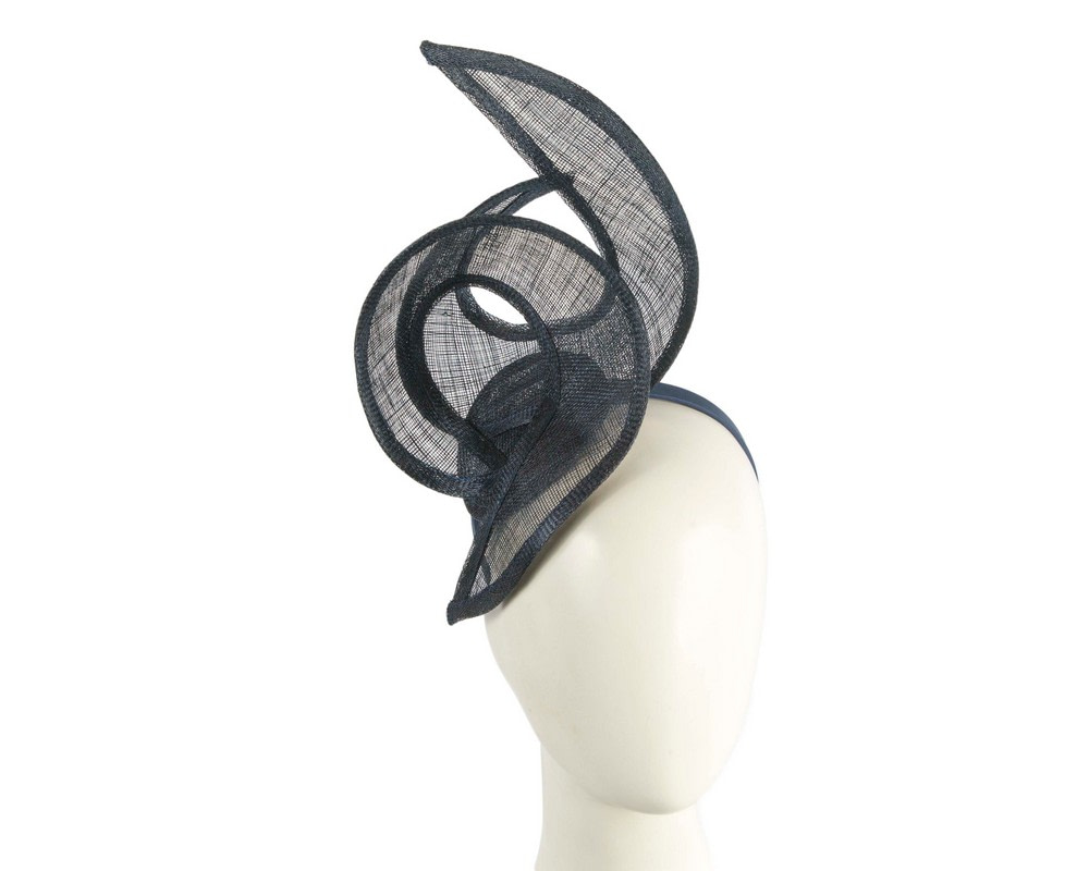 Edgy navy sinamay fascinator by Max Alexander - Hats From OZ