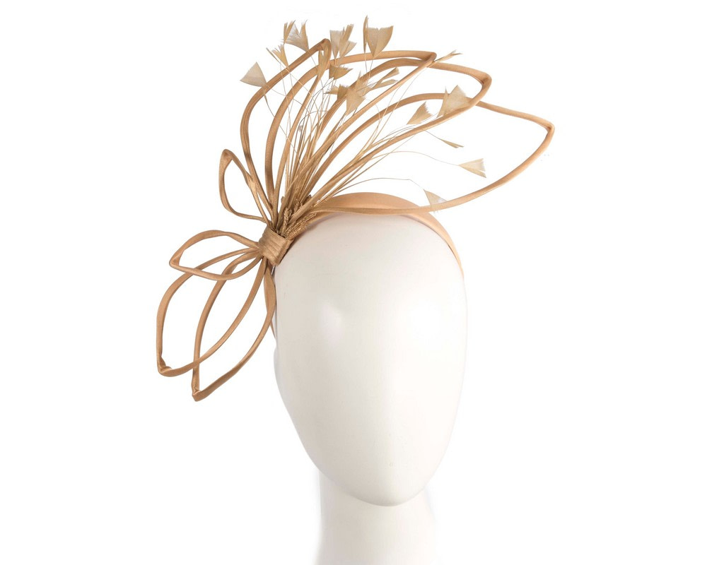 Thin outline gold fascinator with feathers - Hats From OZ