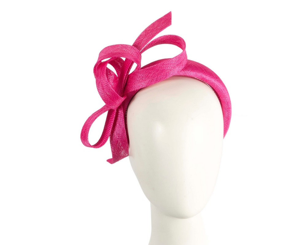 Sculpted fuchsia sinamay bow headband - Hats From OZ