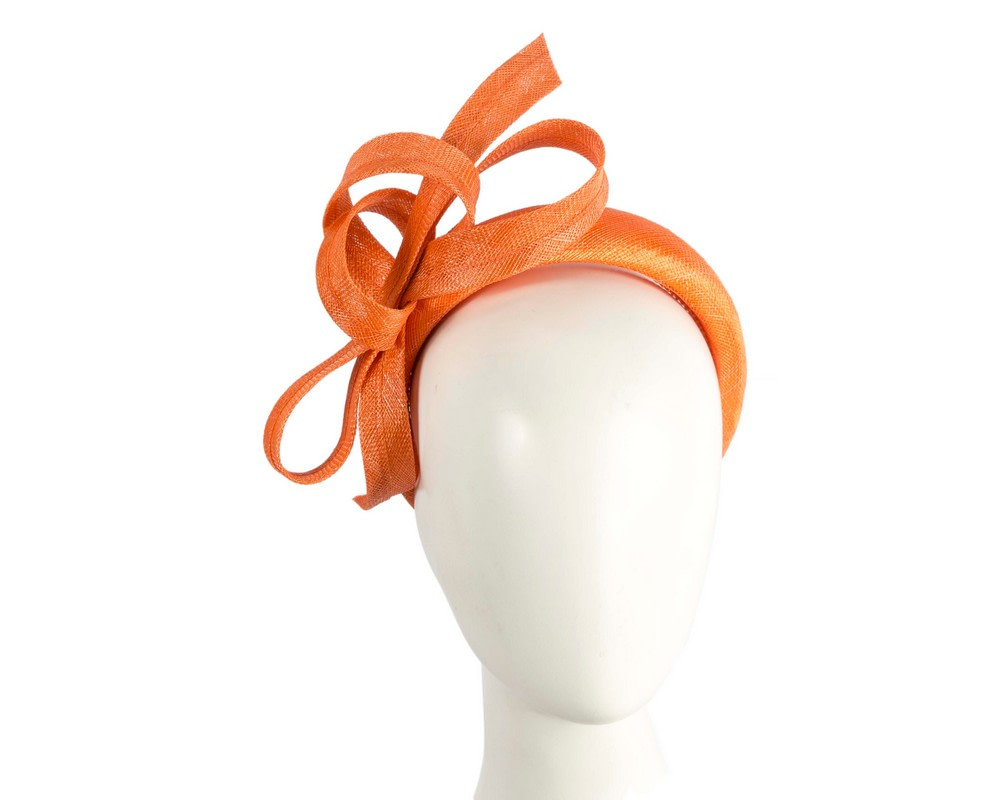 Sculpted orange sinamay bow headband - Hats From OZ