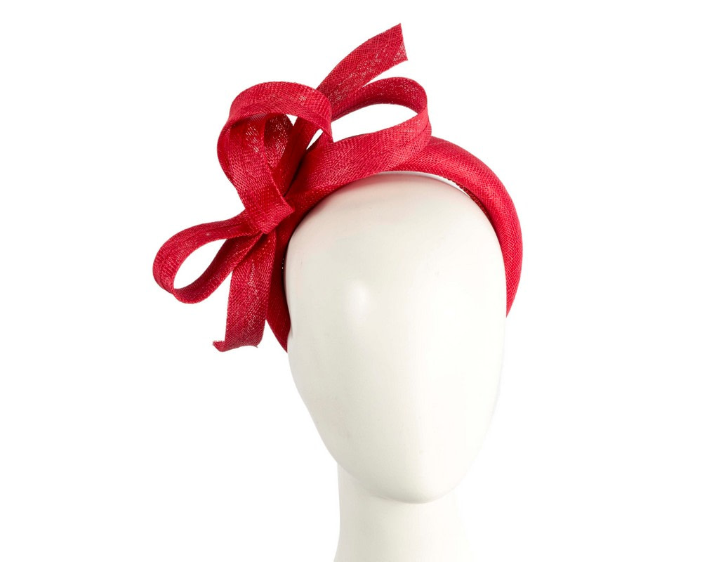 Sculpted red sinamay bow headband - Hats From OZ