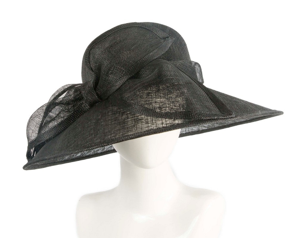 Large black sinamay hat with bow - Hats From OZ