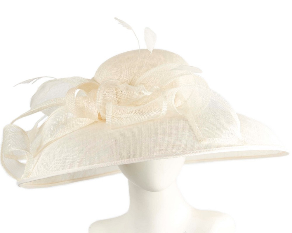 Large cream sinamay fashion hat by Max Alexander - Hats From OZ