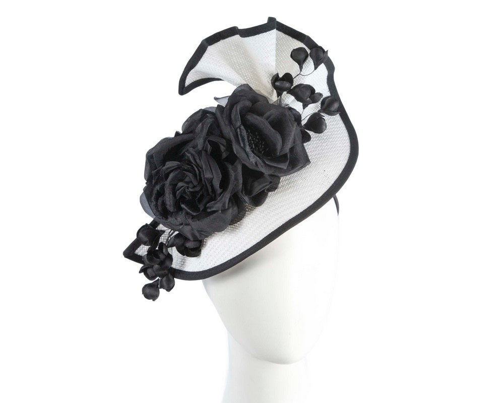 White & black racing fascinator by Fillies Collection - Hats From OZ