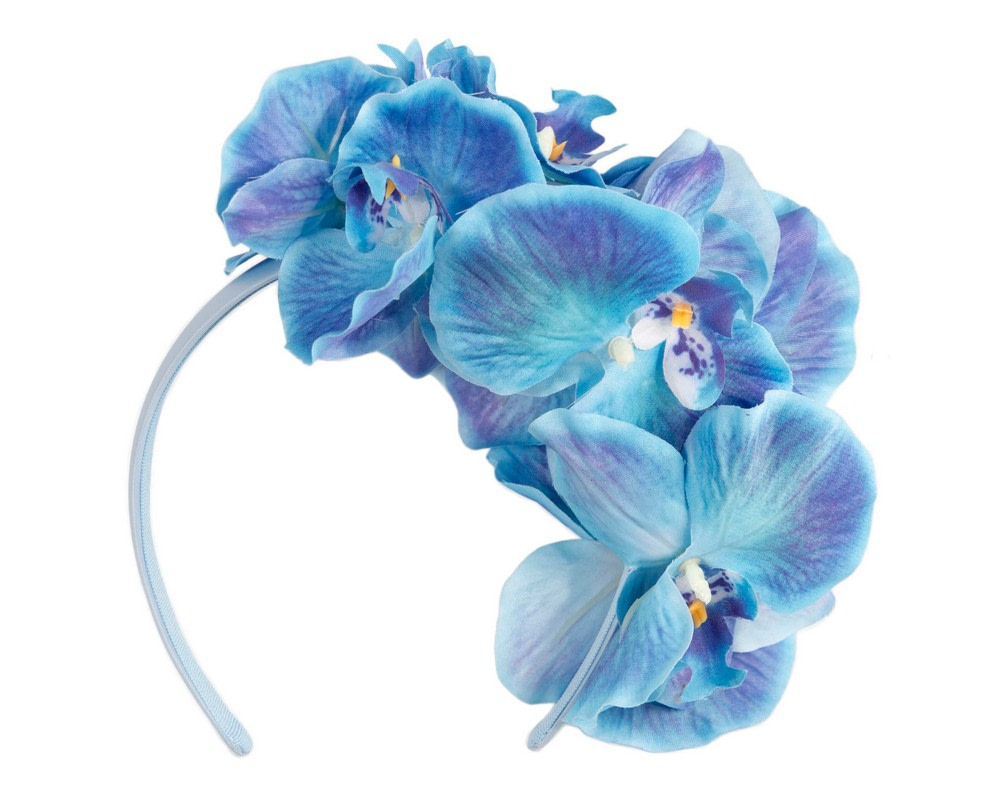 Bespoke royal blue orchid flower headband by Fillies Collection - Hats From OZ Bespoke royal blue orchid flower headband by Fillies Collection - Image 4