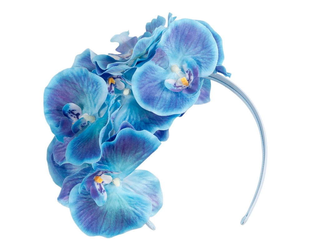 Bespoke royal blue orchid flower headband by Fillies Collection - Hats From OZ Bespoke royal blue orchid flower headband by Fillies Collection - Image 2