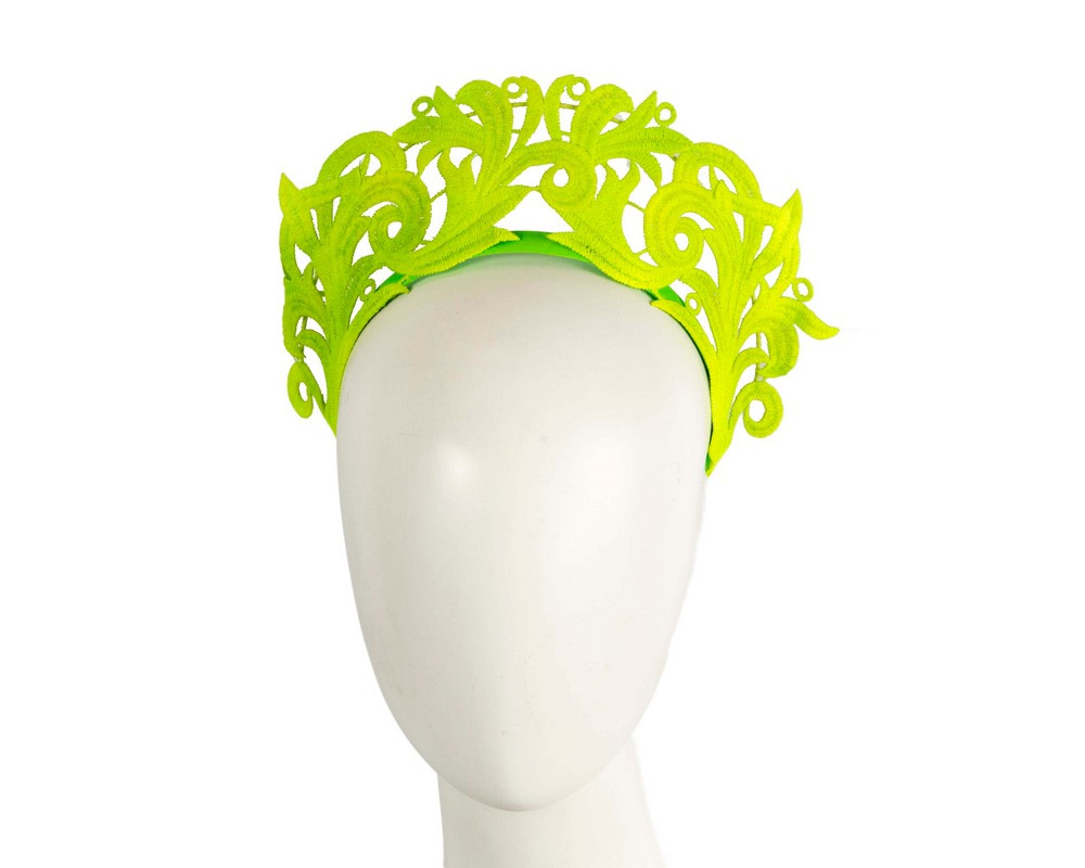 Modern fluro lime crown racing fascinator by Max Alexander - Hats From OZ