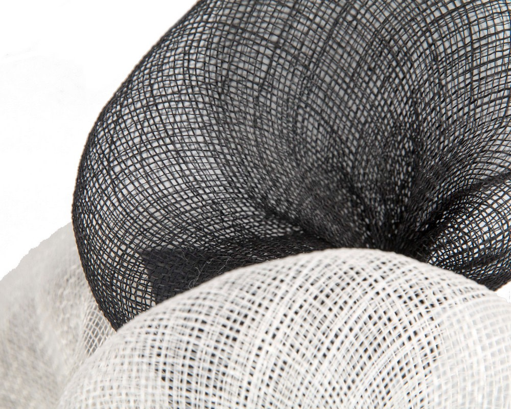 Large black and white sinamay flower fascinator by Max Alexander - Hats From OZ Large black and white sinamay flower fascinator by Max Alexander - Image 3
