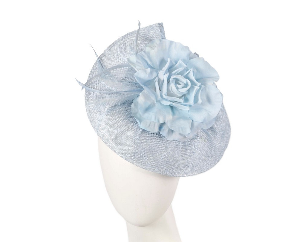 Large light blue fascinator with flower by Max Alexander - Hats From OZ