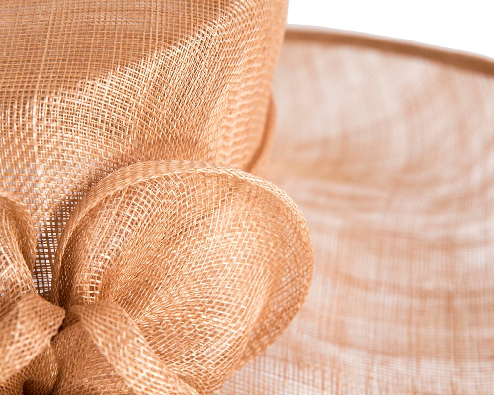 Taupe wide brim sinamay fashion hat by Max Alexander - Hats From OZ Taupe wide brim sinamay fashion hat by Max Alexander - Image 5