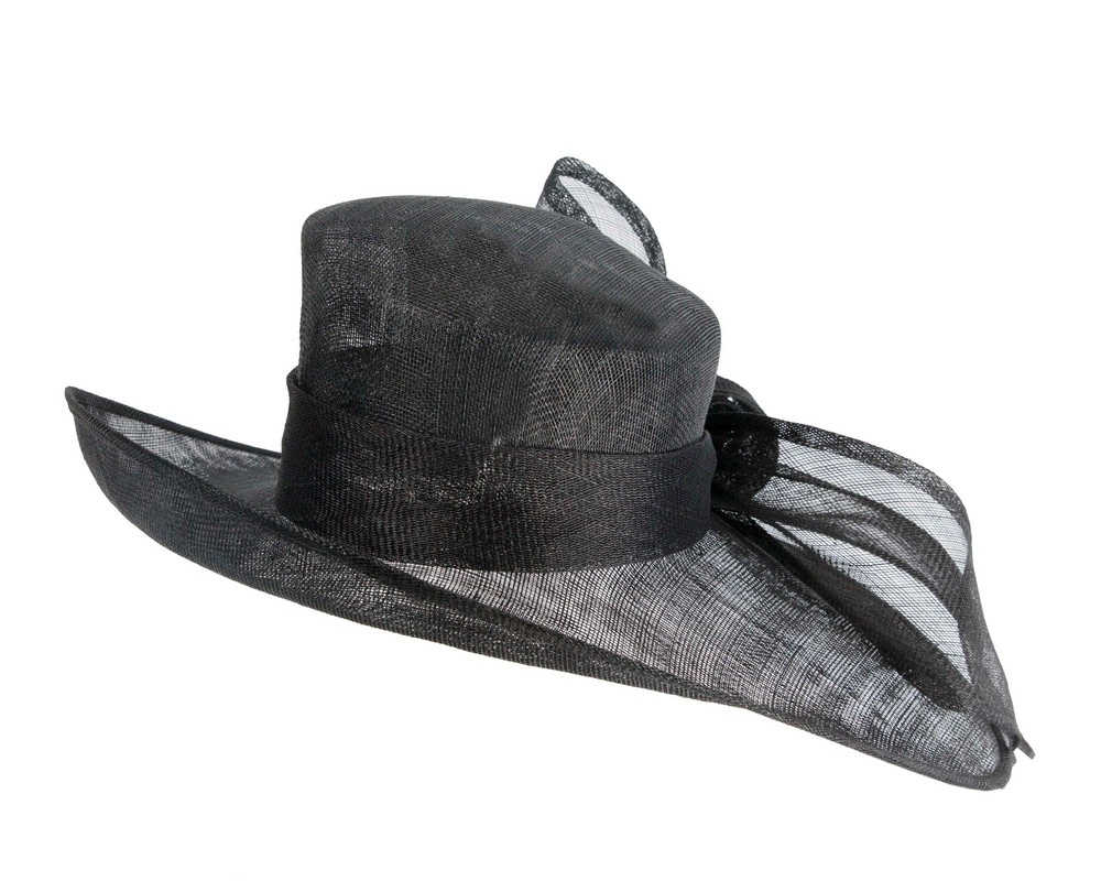 Black sinamay hat with large bow by Max Alexander - Hats From OZ Black sinamay hat with large bow by Max Alexander - Image 6