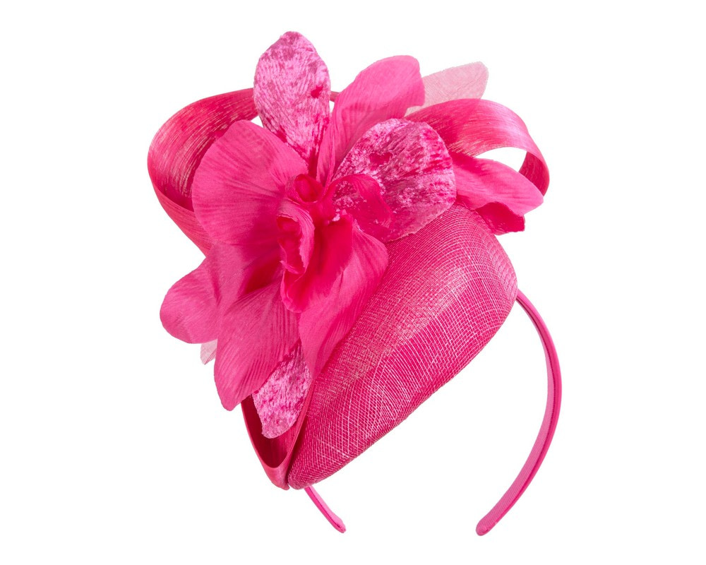 Tall fuchsia racing pillbox fascinator by Fillies Collection - Hats From OZ Tall fuchsia racing pillbox fascinator by Fillies Collection - Image 2