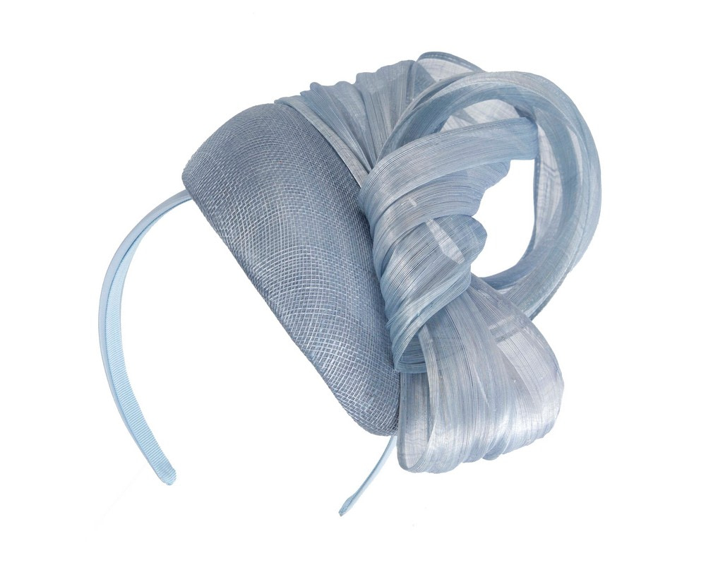 Corn Blue pillbox fascinator with silk abaca bow by Fillies Collection - Image 2