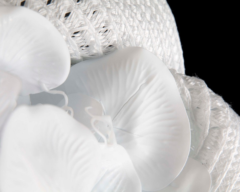 Large white fascinator with orchids by Cupids Millinery - Hats From OZ Large white fascinator with orchids by Cupids Millinery - Image 3