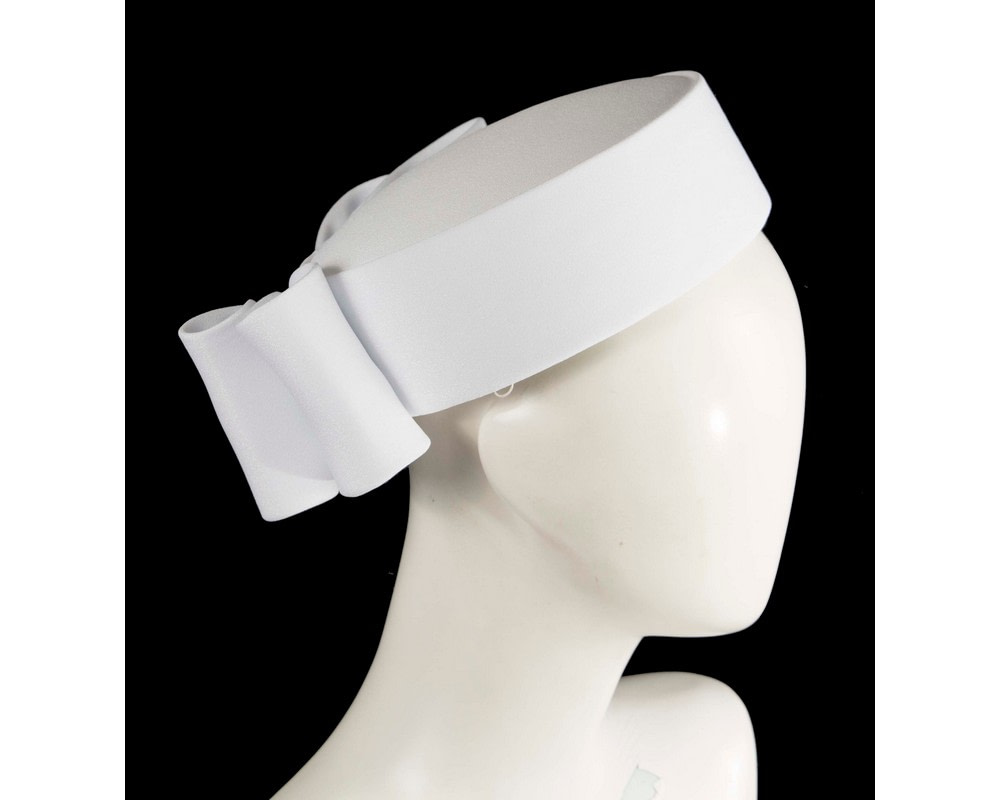 Exclusive large white pillbox hat by Cupids Millinery - Hats From OZ | H5025WHT Exclusive large white pillbox hat by Cupids Millinery - Hats From OZ