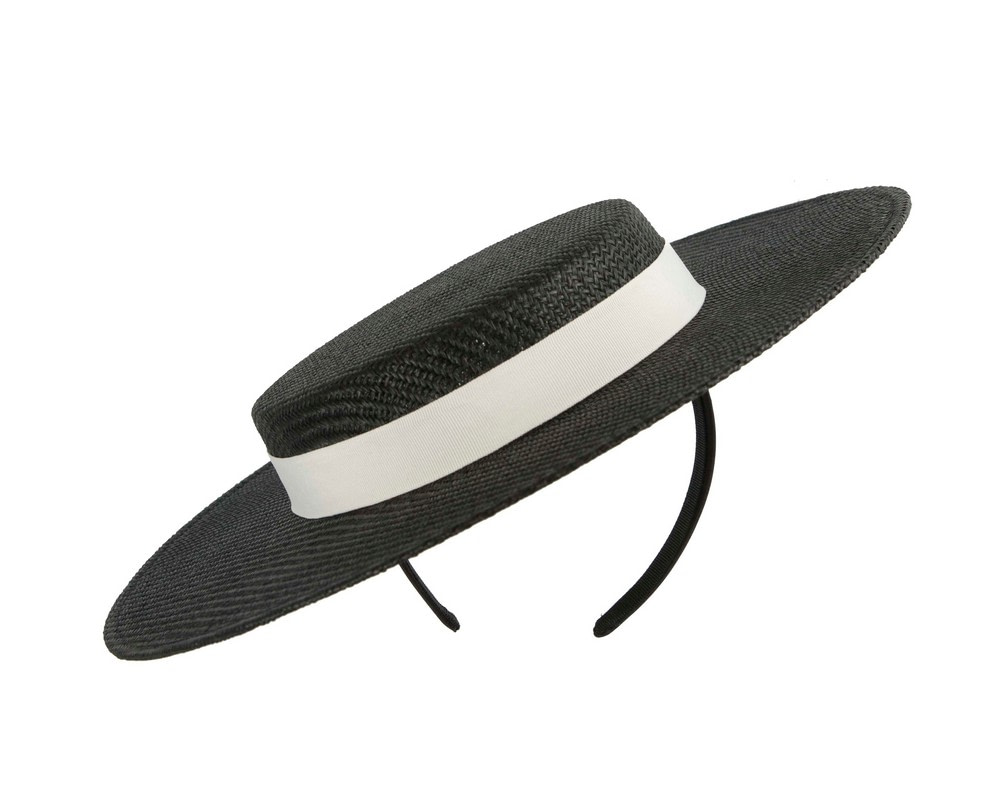 Black & white boater hat by Max Alexander - Hats From OZ Black & white boater hat by Max Alexander - Image 2