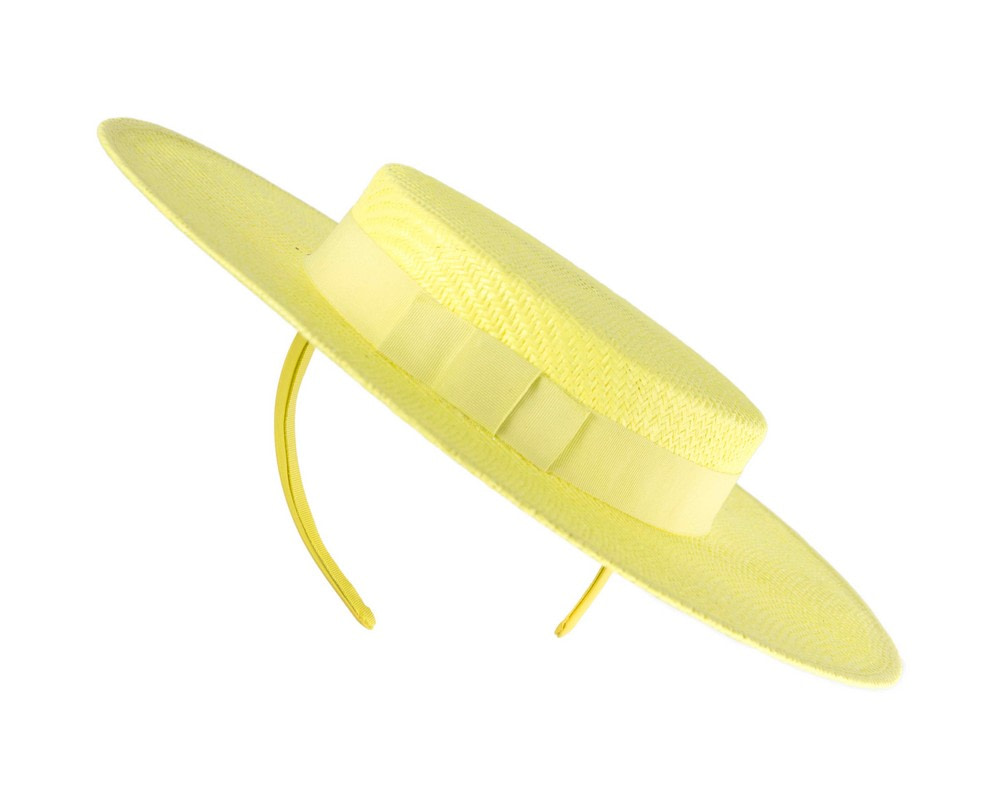 Fluro Yellow boater hat by Max Alexander - Hats From OZ Fluro Yellow boater hat by Max Alexander - Image 6